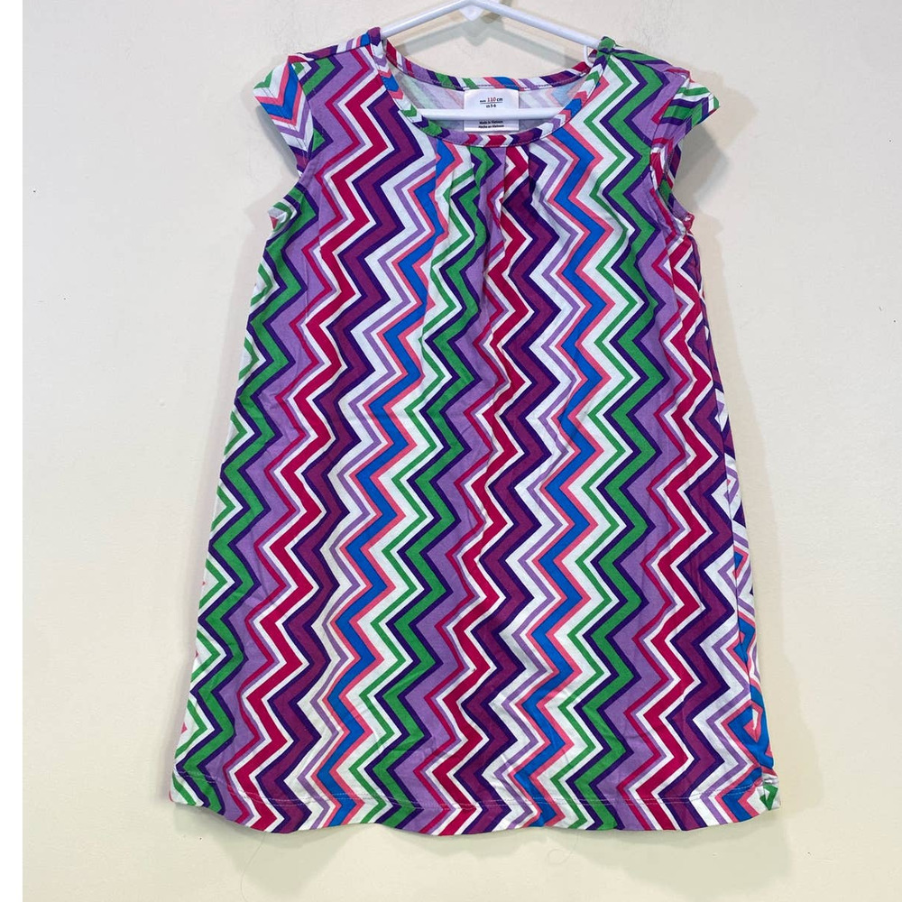 Hanna Anderson Zig Zag Swing Short Sleeve Dress 5-6 years